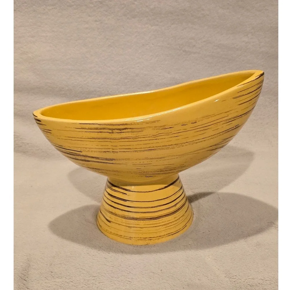 Vintage McCoy USA Planter Pedestal Yellow Ceramic Flower Pot‎ Home Decor